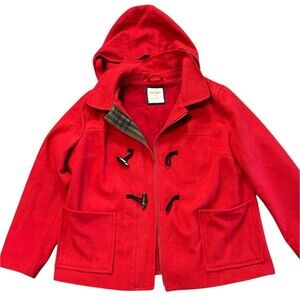 Old Navy Peacoat Womens XL Red Wool Blend Pleated Mod Dark Academia Tweed Y2K